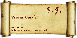 Vrana Gerő névjegykártya